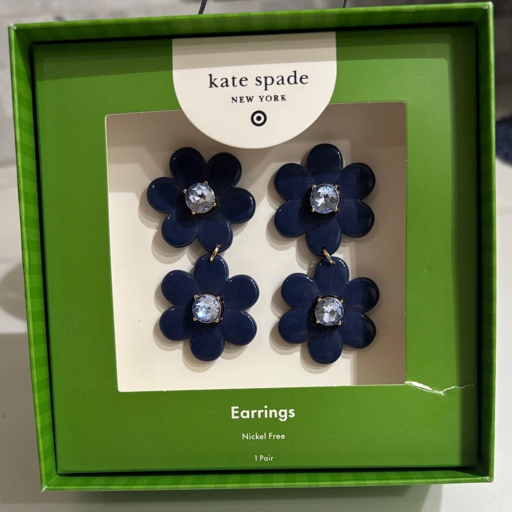 Kate Spade Navy Flower Earrings for Kids